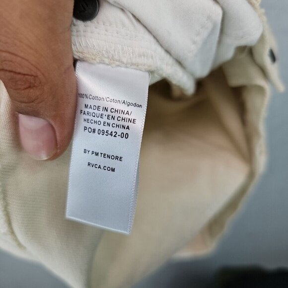 RVCA High Rise Cut Off Denim Shorts Womens 26 Beige 100% Cotton Beach Skater - Picture 9 of 9